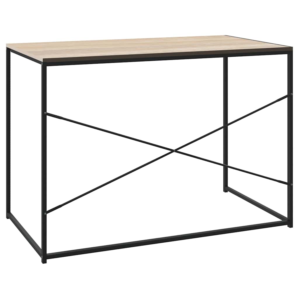 computerbord 110x60x70 cm konstrueret træ sort og egetræsfarvet