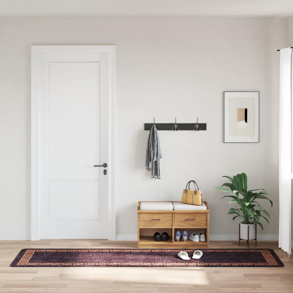 gulvtæppe 80x300 cm vaskbart sort og guld
