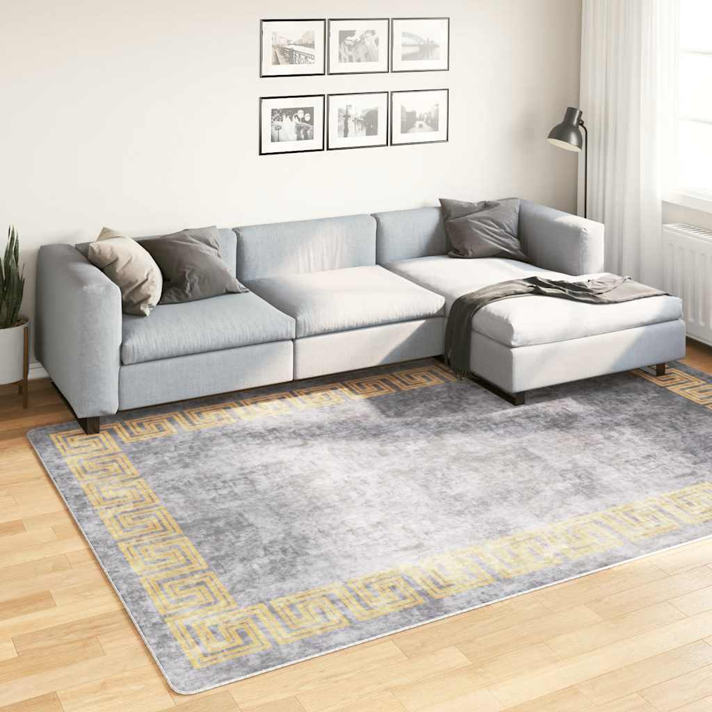 gulvtæppe 190x300 cm vaskbart grå