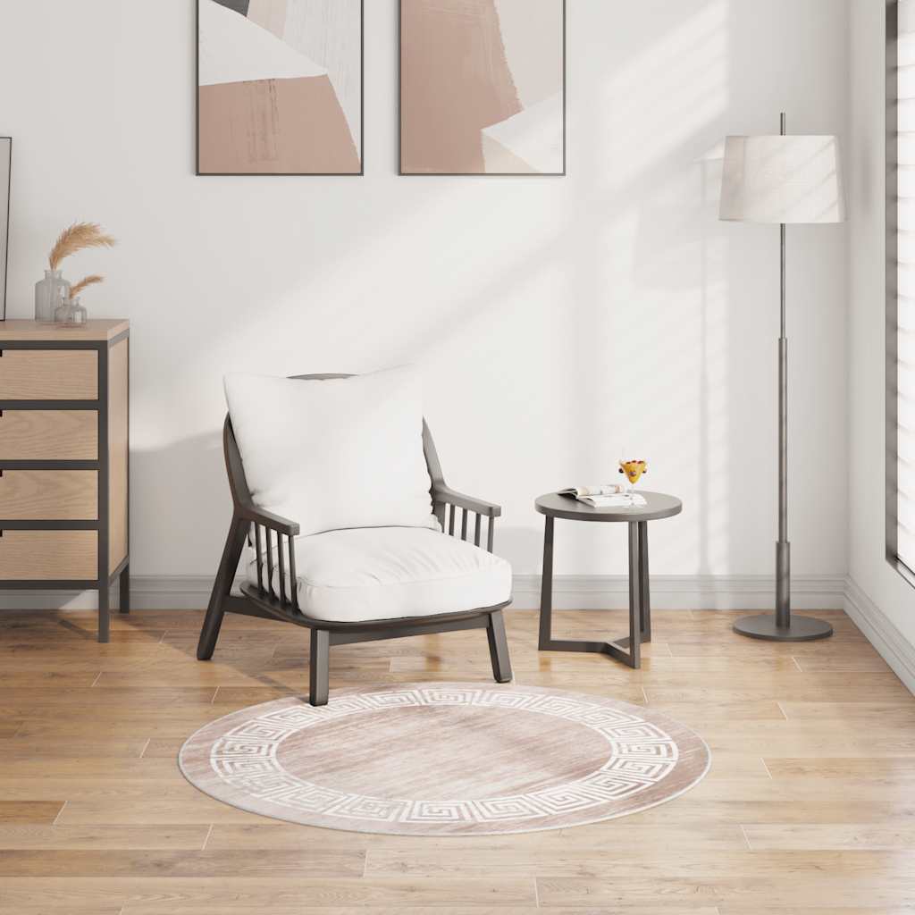 gulvtæppe 120 cm vaskbart beige