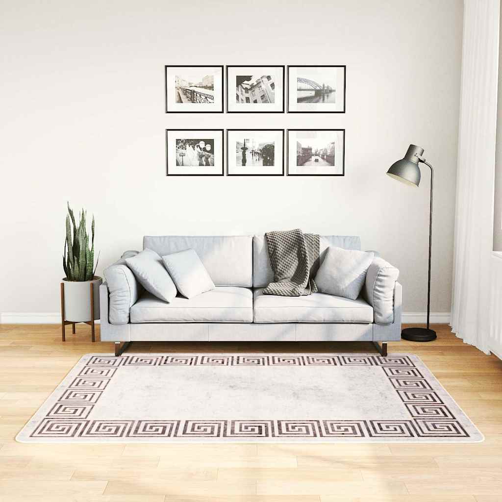 gulvtæppe 120x180 cm vaskbart lys beige