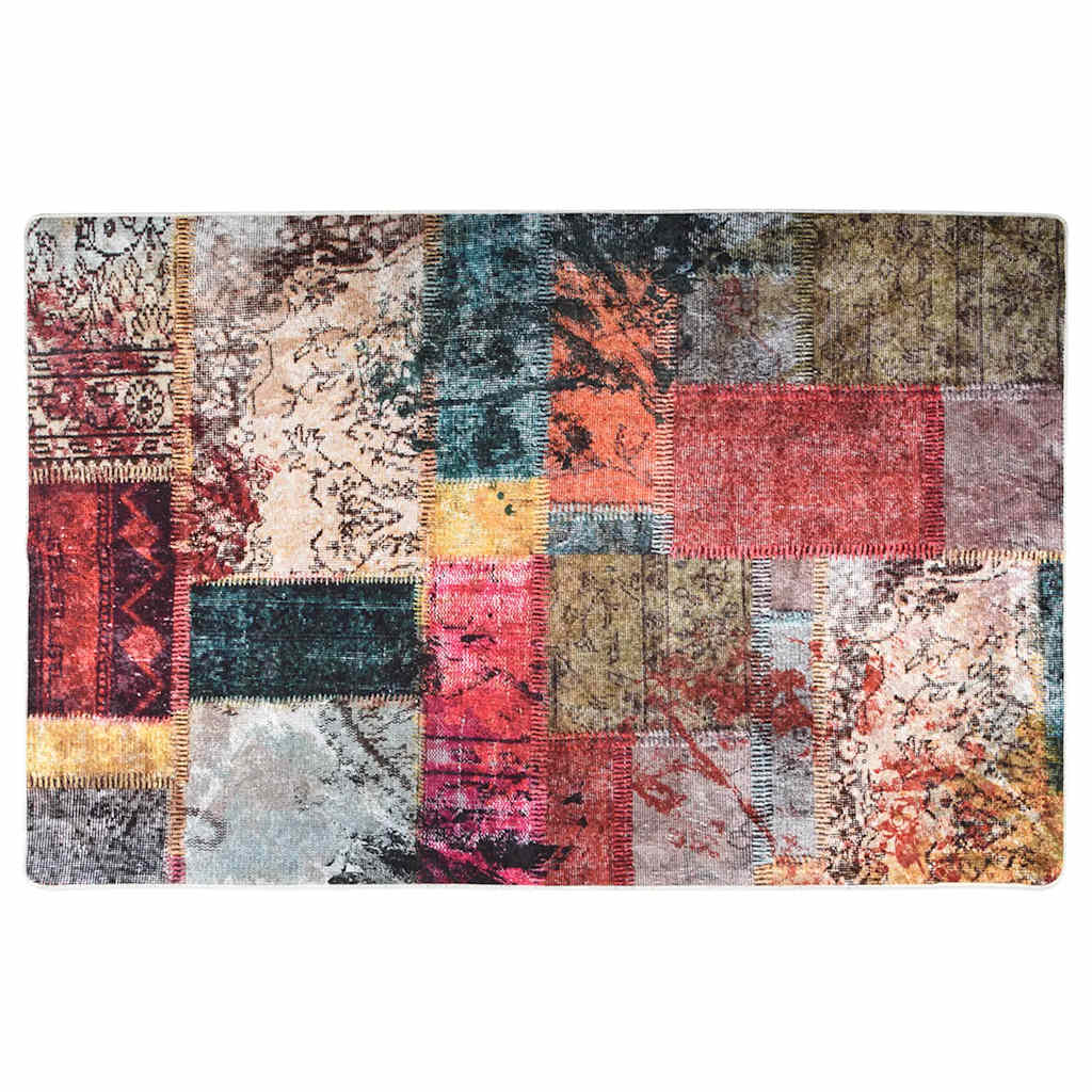 gulvtæppe 80x150 cm vaskbart patchworkdesign