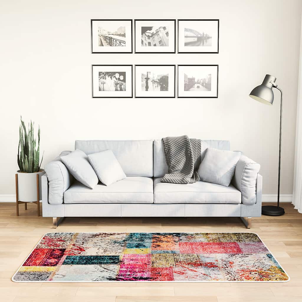 gulvtæppe 80x150 cm vaskbart patchworkdesign