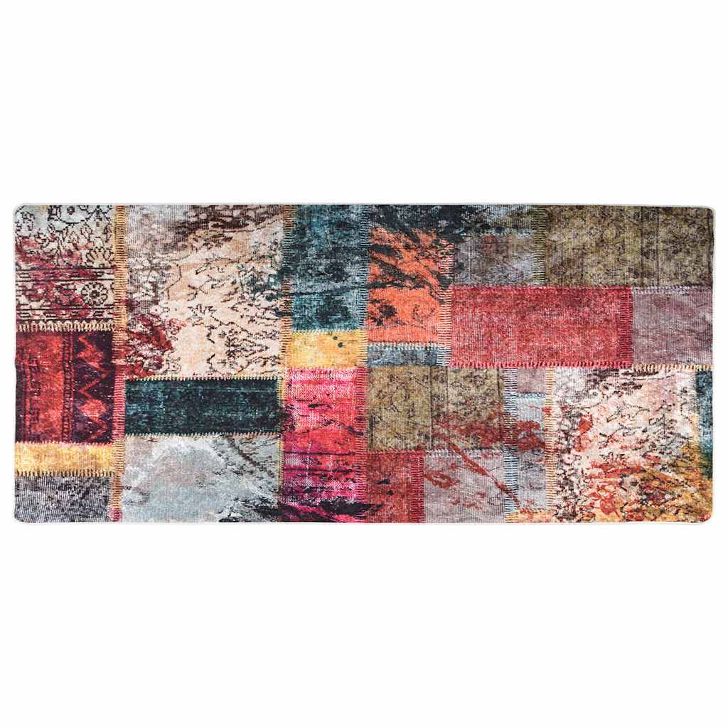 gulvtæppe 80x300 cm vaskbart patchworkdesign