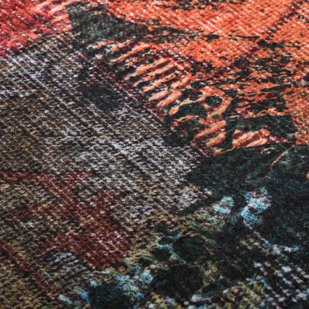 gulvtæppe 80x300 cm vaskbart patchworkdesign