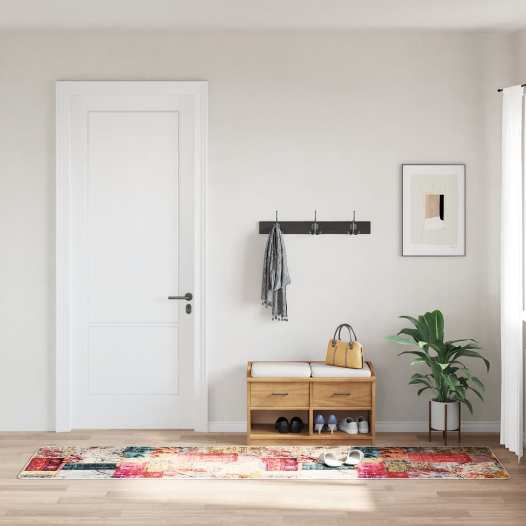 gulvtæppe 80x300 cm vaskbart patchworkdesign
