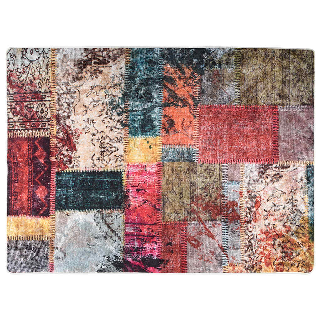 gulvtæppe 120x180 cm vaskbart patchworkdesign