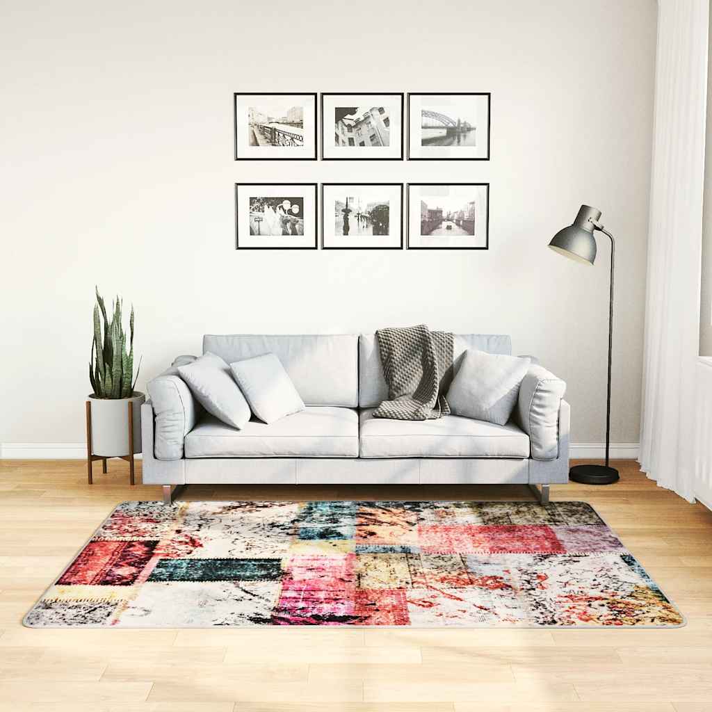 gulvtæppe 120x180 cm vaskbart patchworkdesign