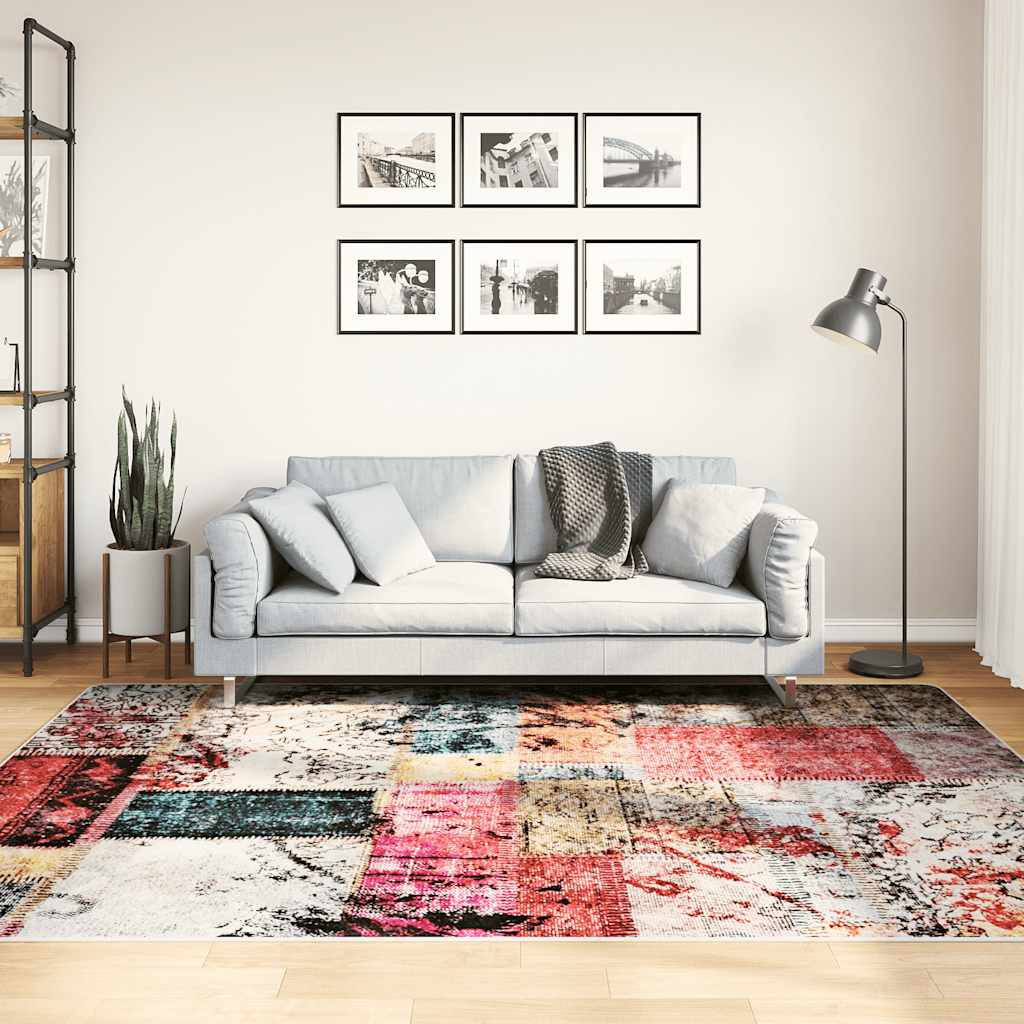 gulvtæppe 160x230 cm vaskbart patchworkdesign