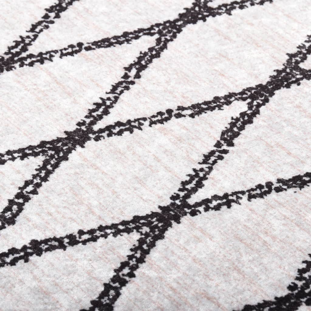 gulvtæppe 80x300 cm vaskbart hvid og sort