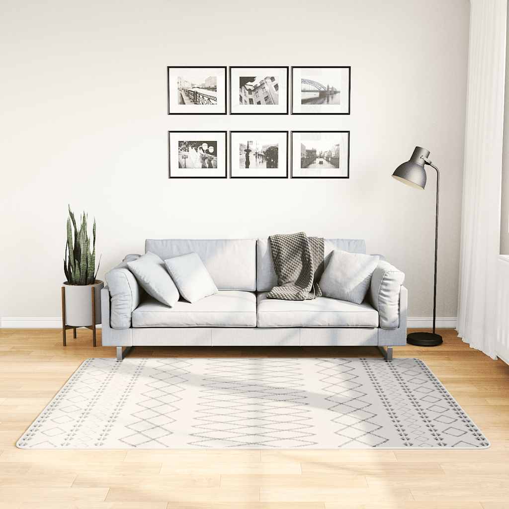 gulvtæppe 120x180 cm vaskbart sort og hvid
