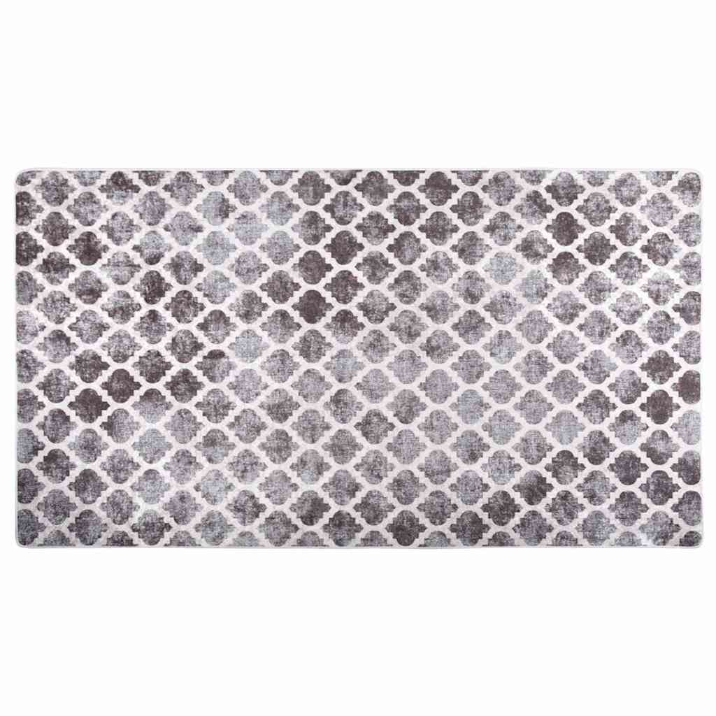 gulvtæppe 190x300 cm vaskbart grå og hvid