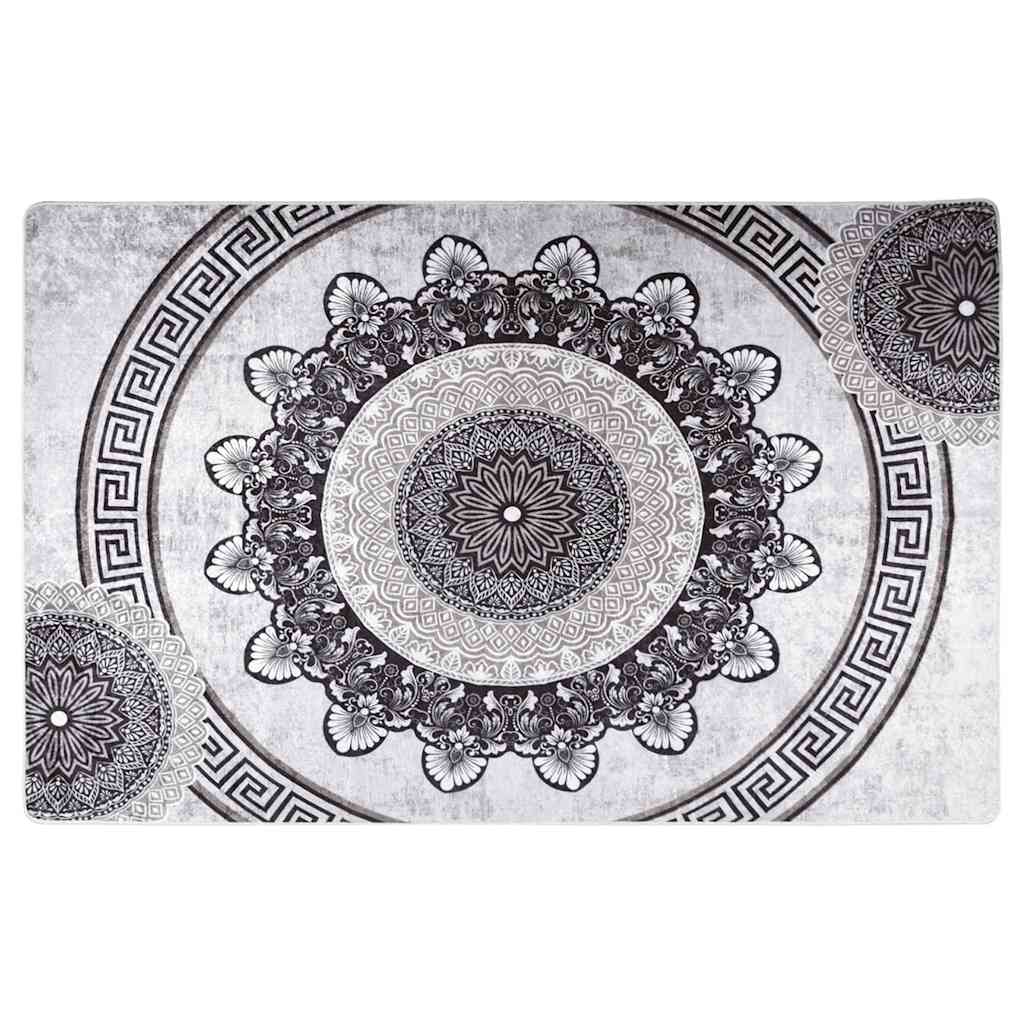 gulvtæppe 160x230 cm vaskbart sort og grå