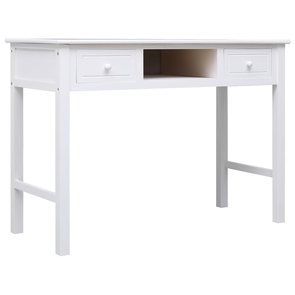 skrivebord 108x45x76 cm massivt kejsertræ hvid
