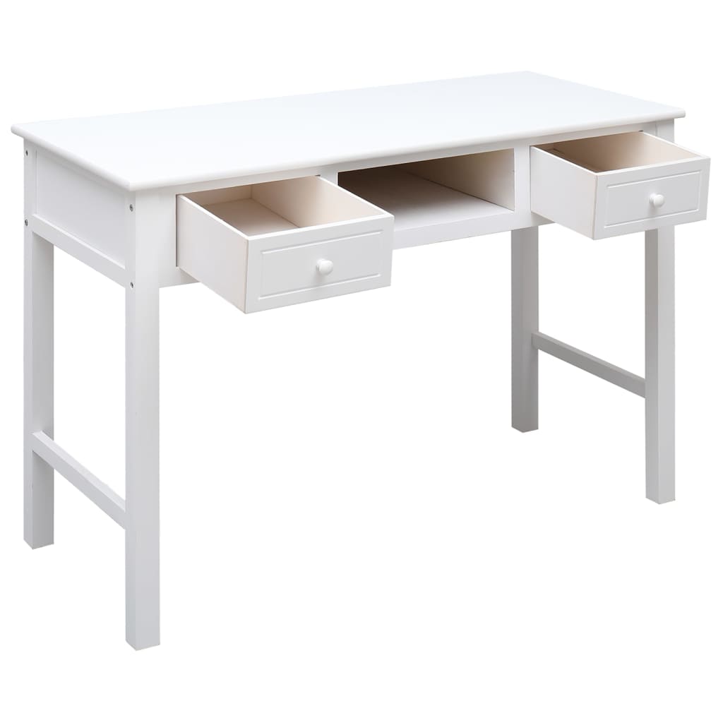skrivebord 108x45x76 cm massivt kejsertræ hvid