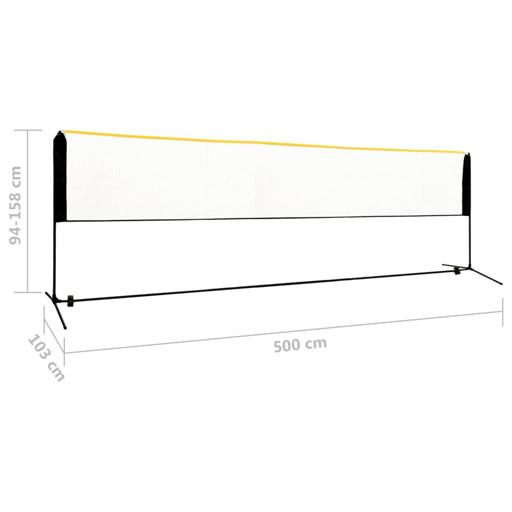 justerbart badmintonnet 500x103x94-158 cm metal