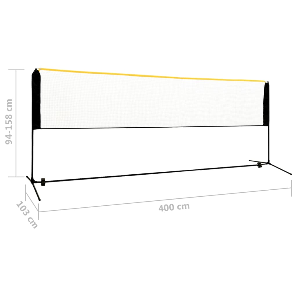 justerbart badmintonnet 400x103x94-158 cm metal