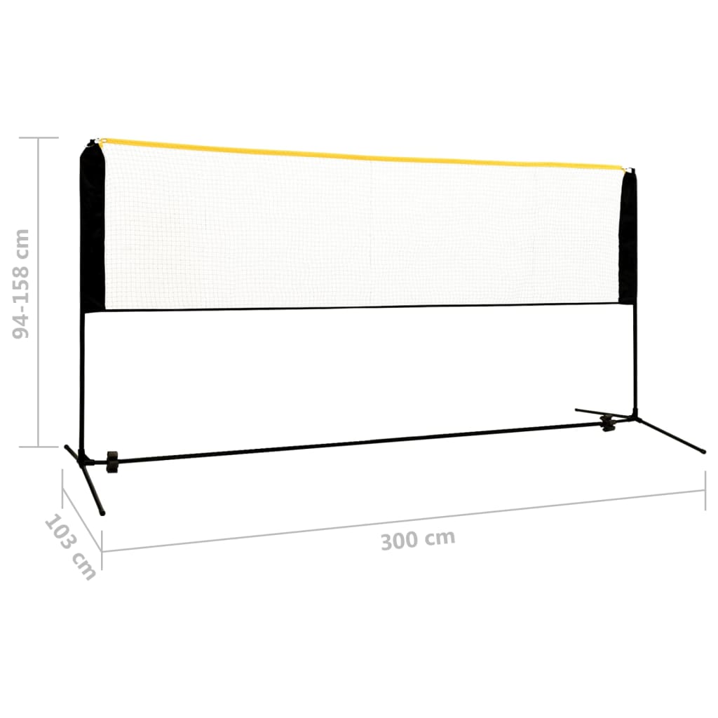 justerbart badmintonnet 300x103x94-158 cm metal
