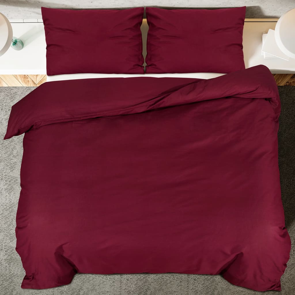 sengetøj 155x220 cm let mikrofiberstof Bordeauxfarvet