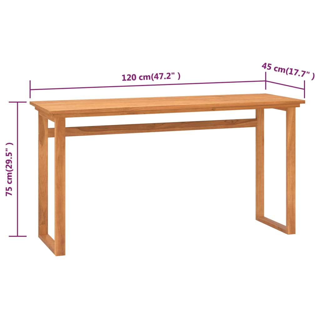 skrivebord 120x45x75 cm massivt teaktræ