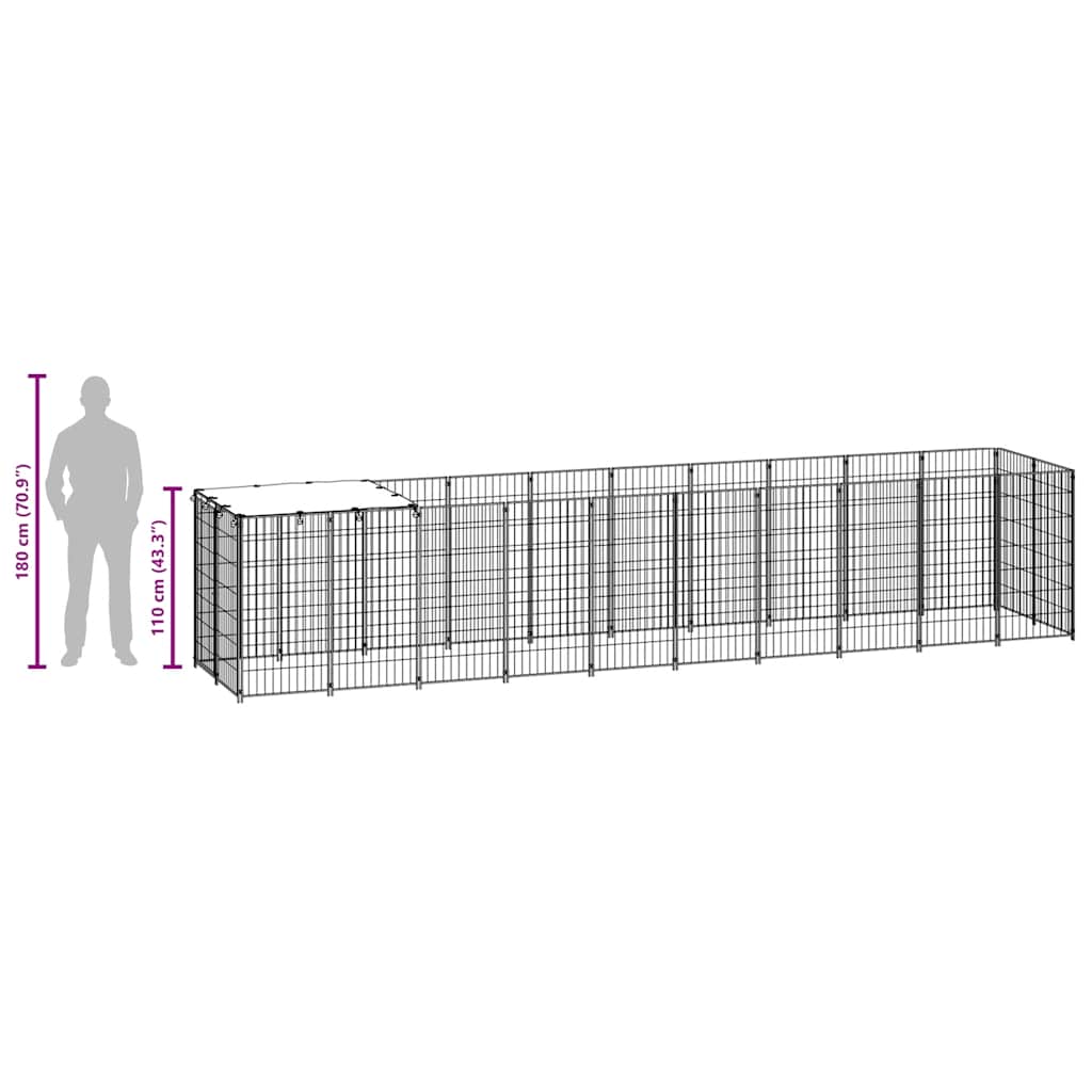 hundeløbegård 6,05 m² stål sort