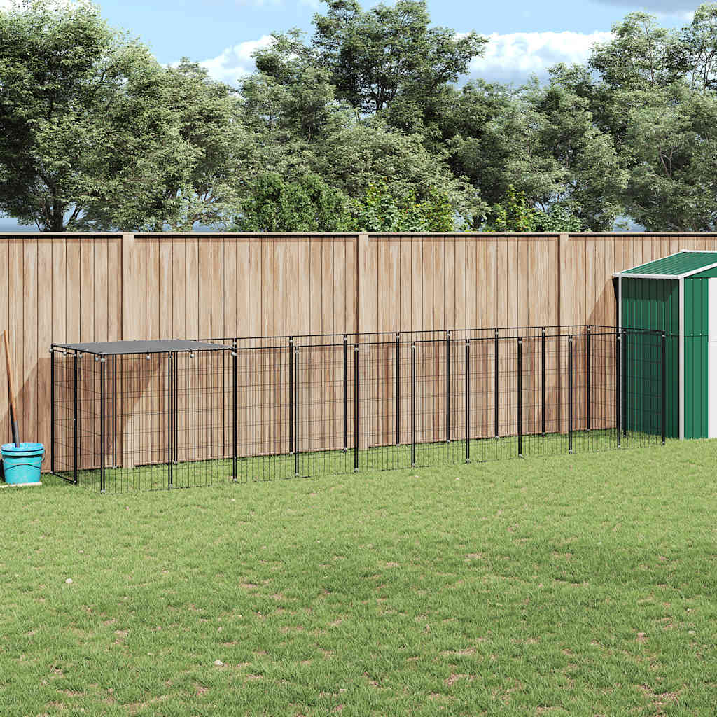 hundeløbegård 6,05 m² stål sort