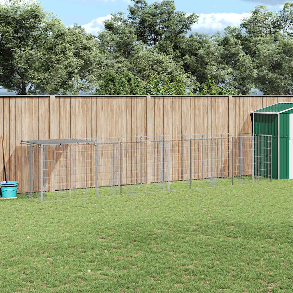 hundeløbegård 6,05 m² stål sølvfarvet