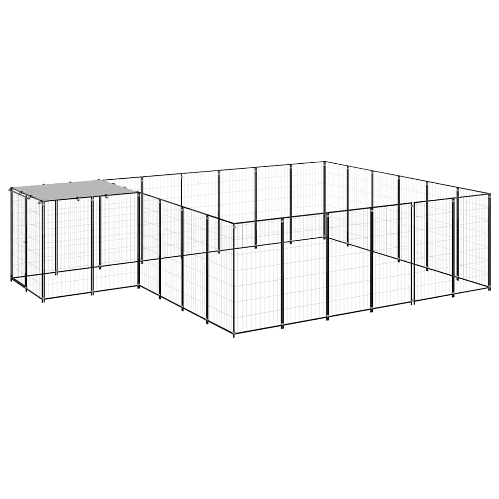hundeløbegård 12,1 m² stål sort