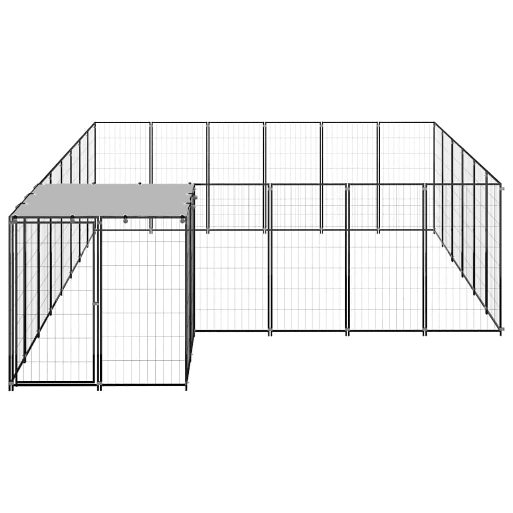 hundeløbegård 12,1 m² stål sort