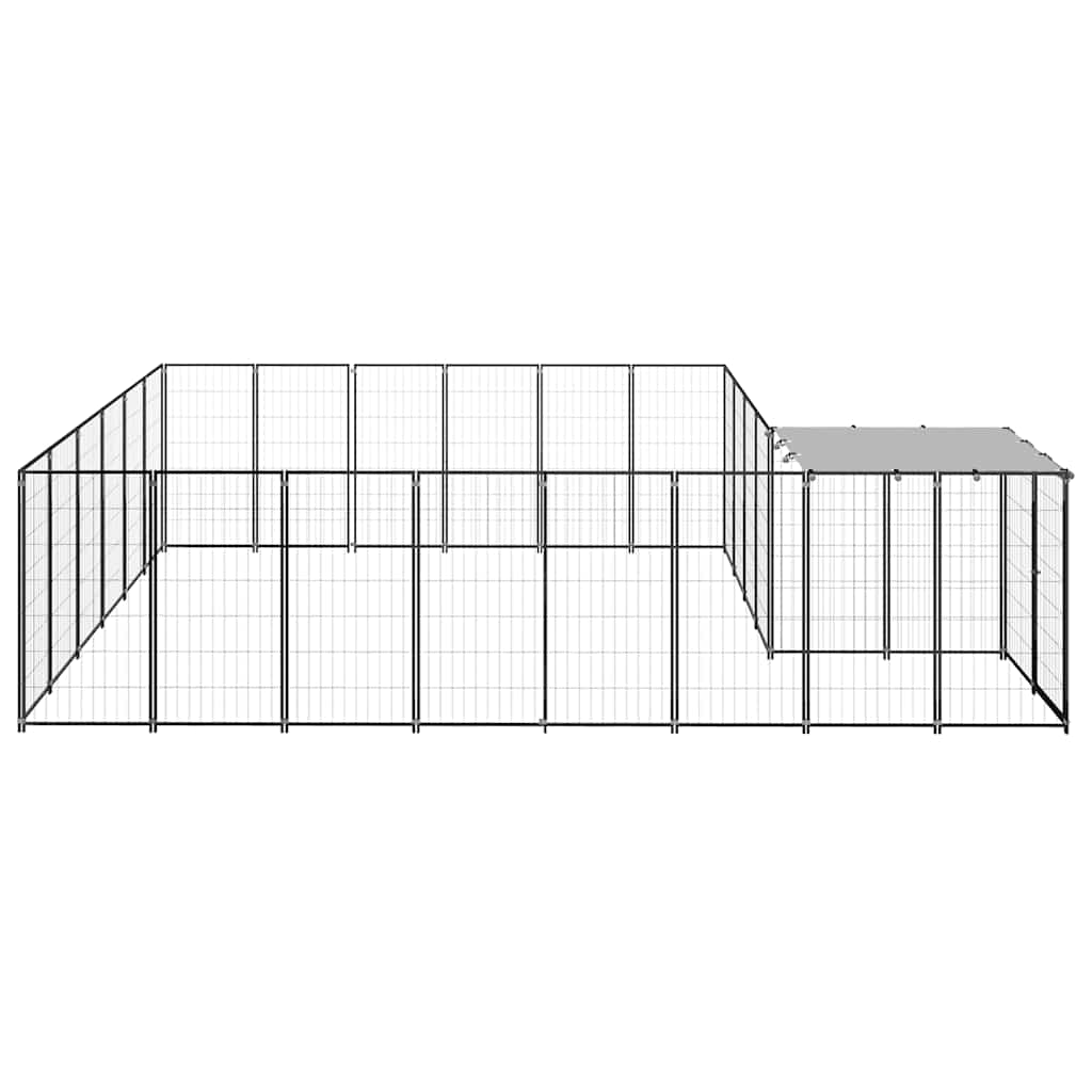 hundeløbegård 12,1 m² stål sort