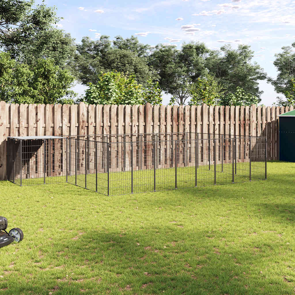 hundeløbegård 15,73 m² stål sort