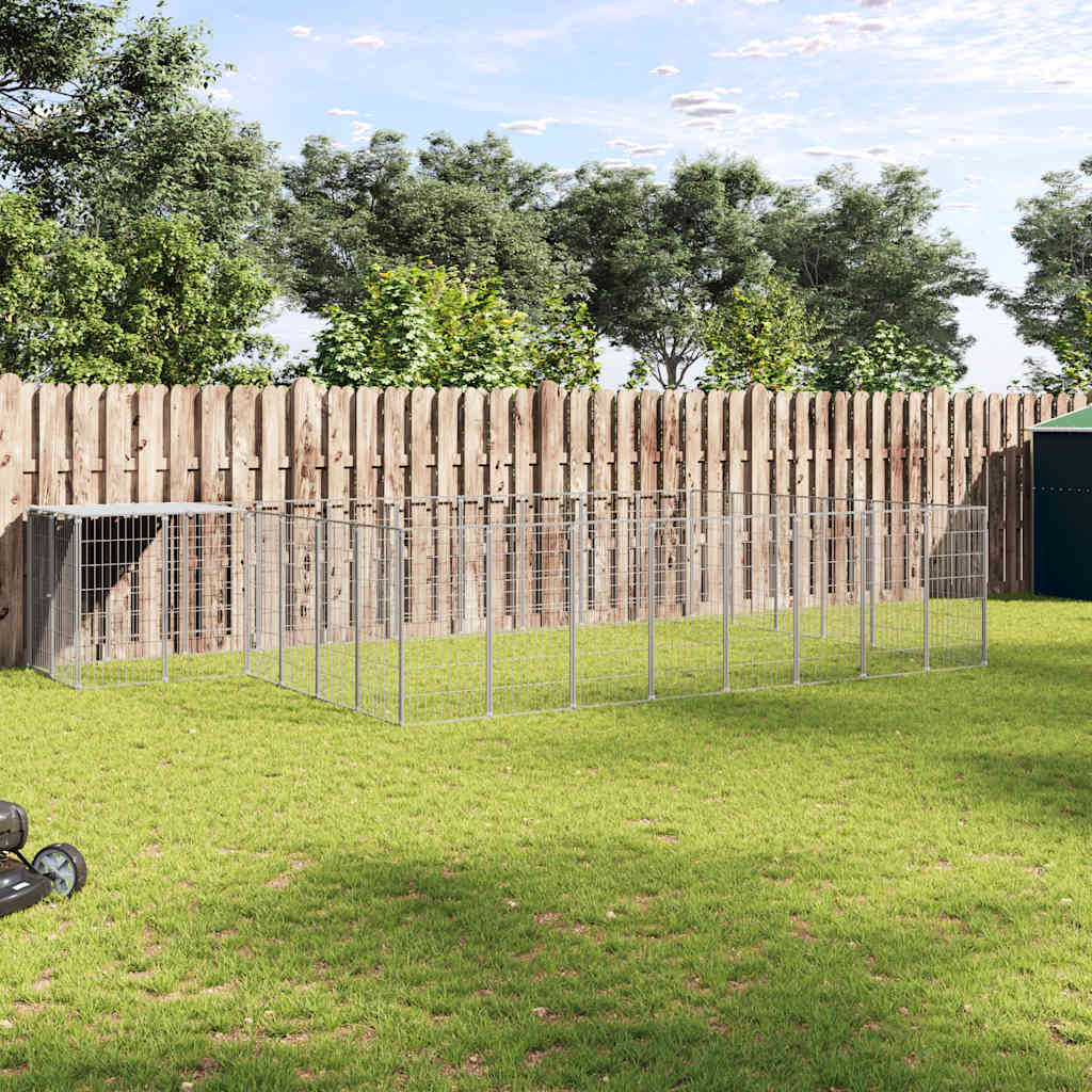 hundeløbegård 15,73 m² stål sølvfarvet