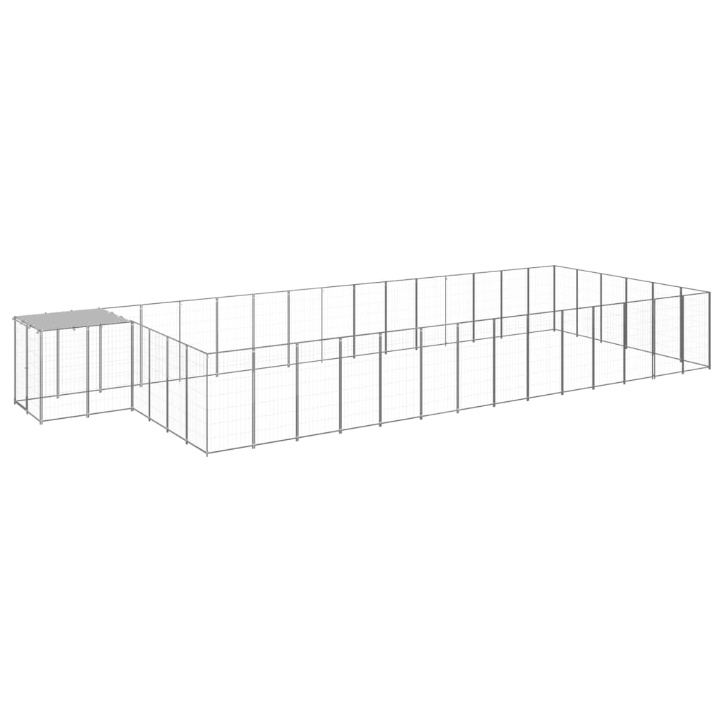 hundeløbegård 26,62 m² stål sølvfarvet
