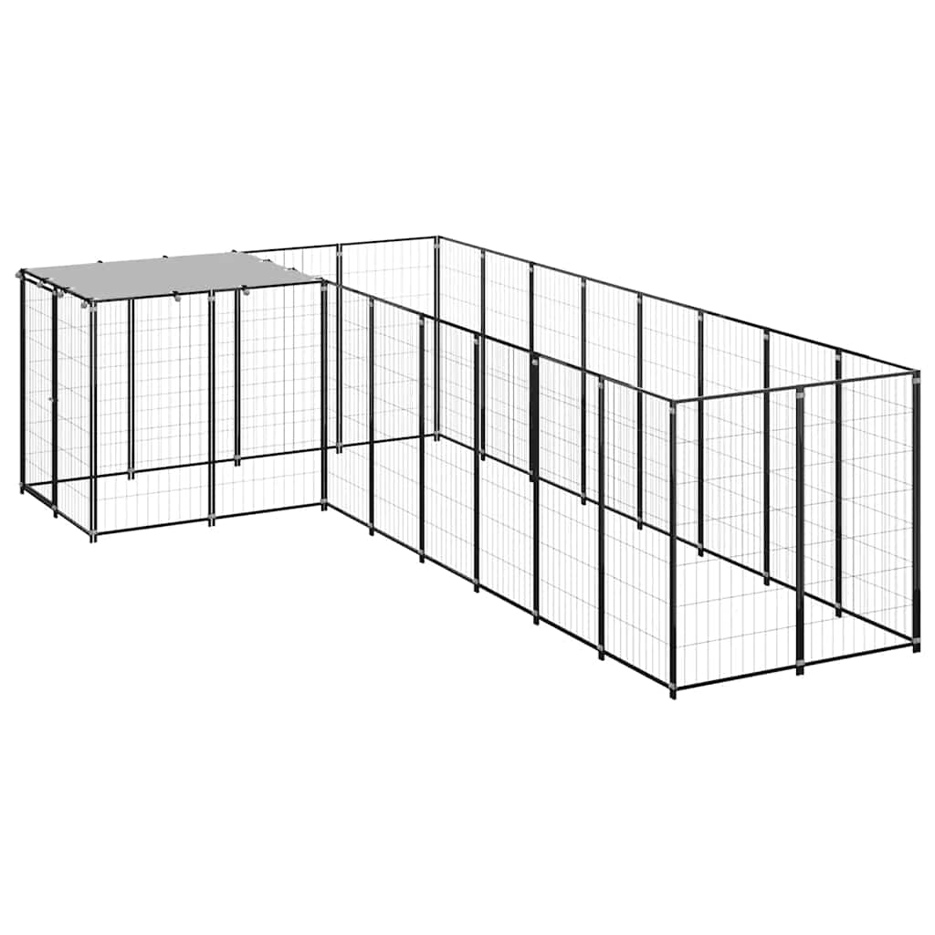 hundeløbegård 6,05 m² stål sort