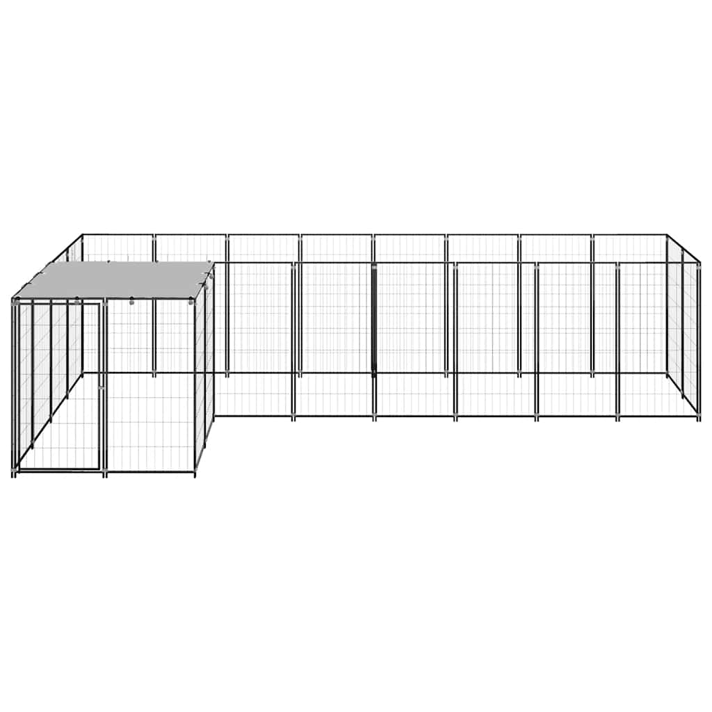 hundeløbegård 6,05 m² stål sort