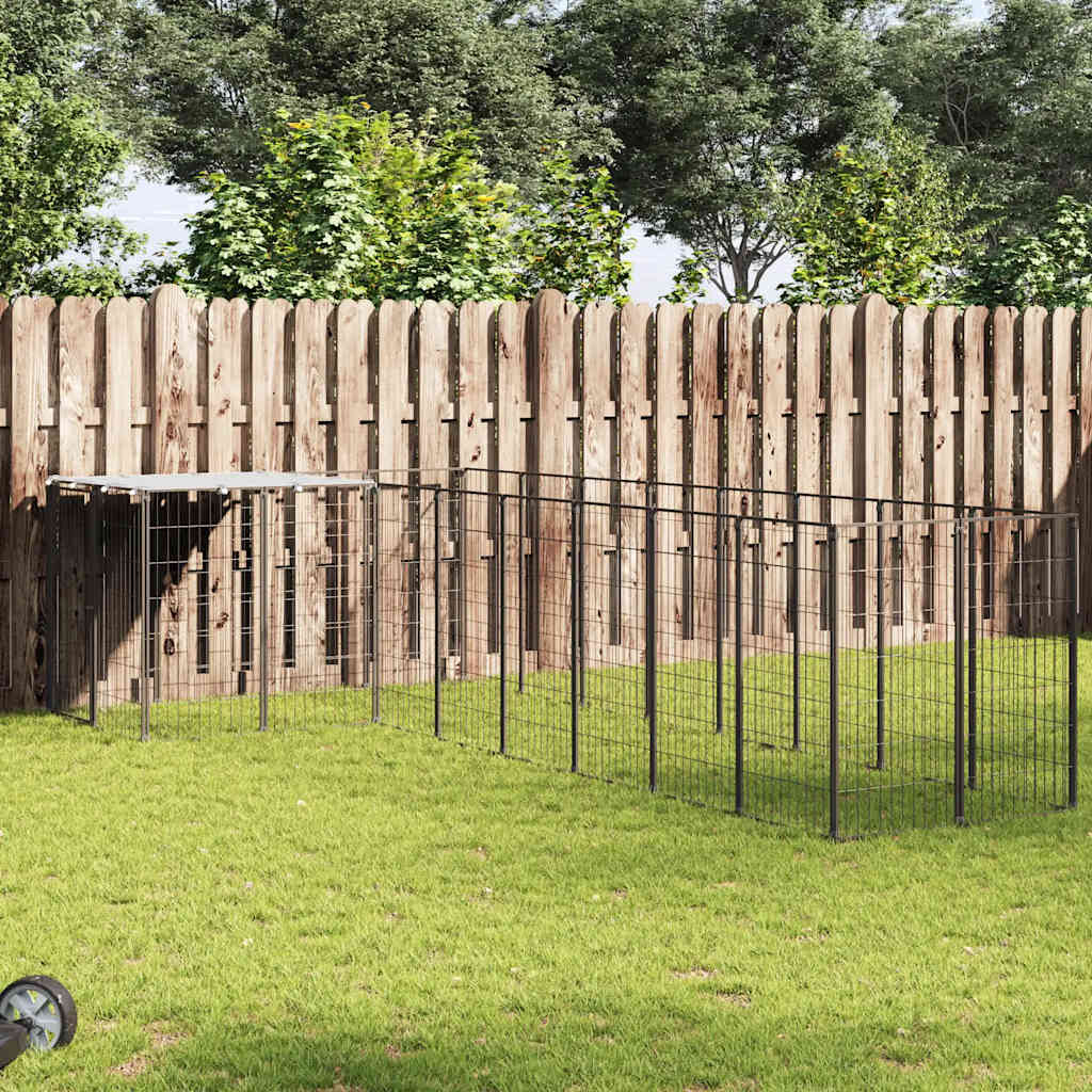 hundeløbegård 6,05 m² stål sort