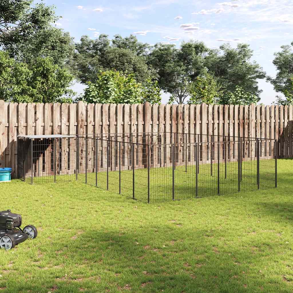 hundeløbegård 15,73 m² stål sort