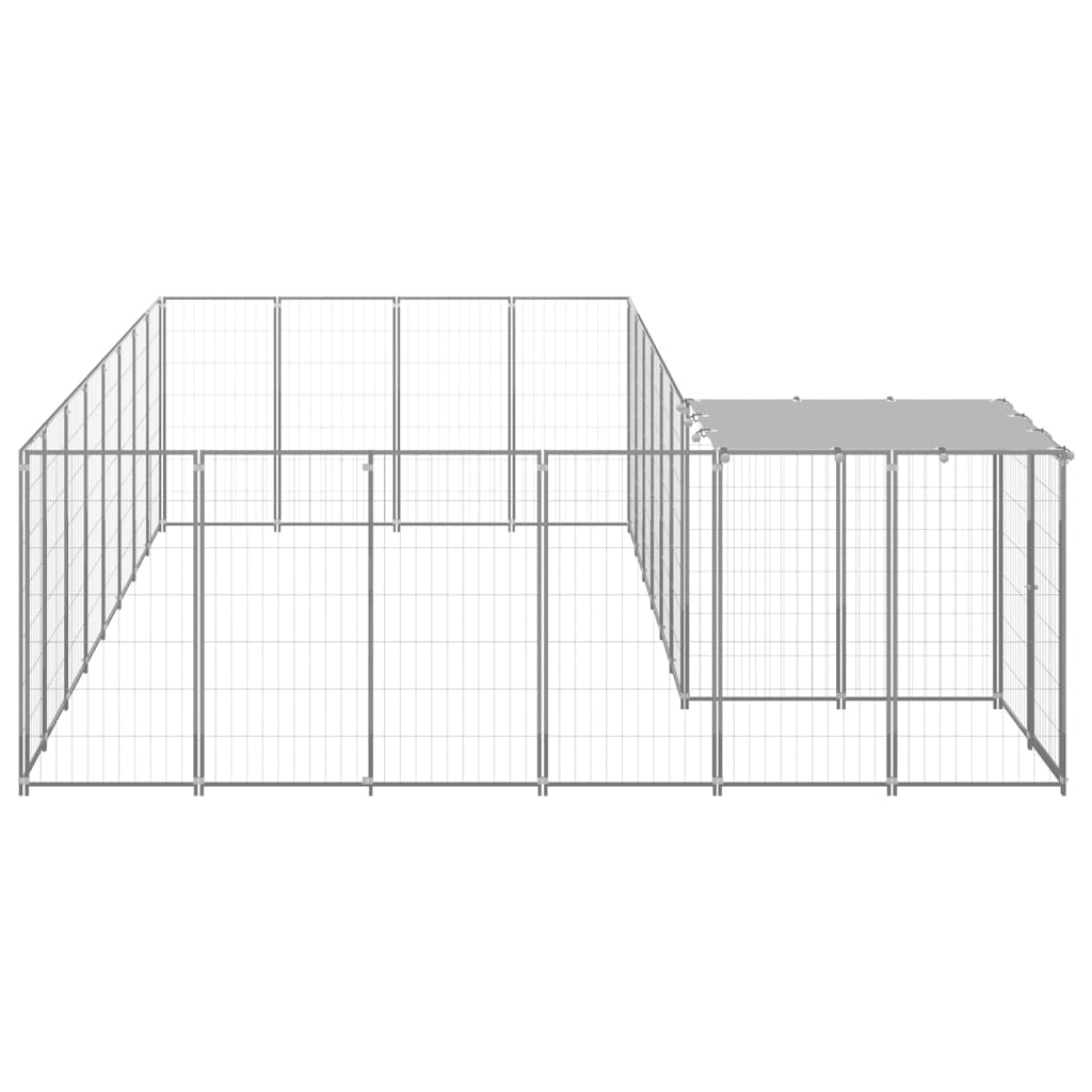 hundeløbegård 10,89 m² stål sølvfarvet