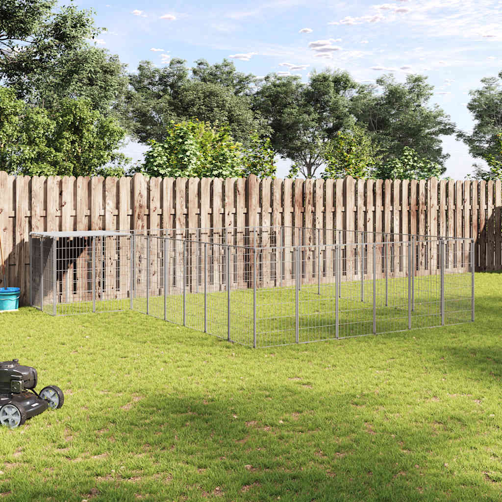 hundeløbegård 15,73 m² stål sølvfarvet