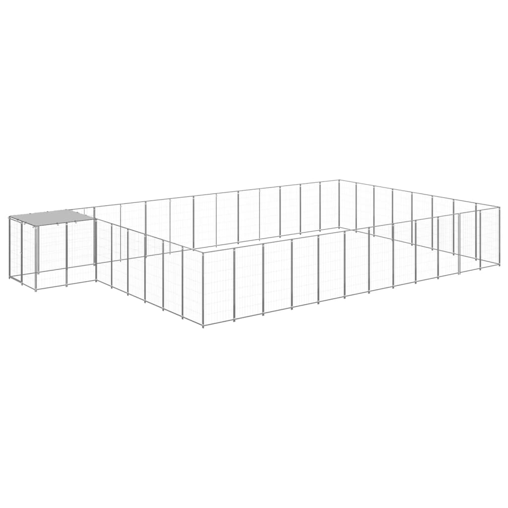 hundeløbegård 30,25 m² stål sølvfarvet