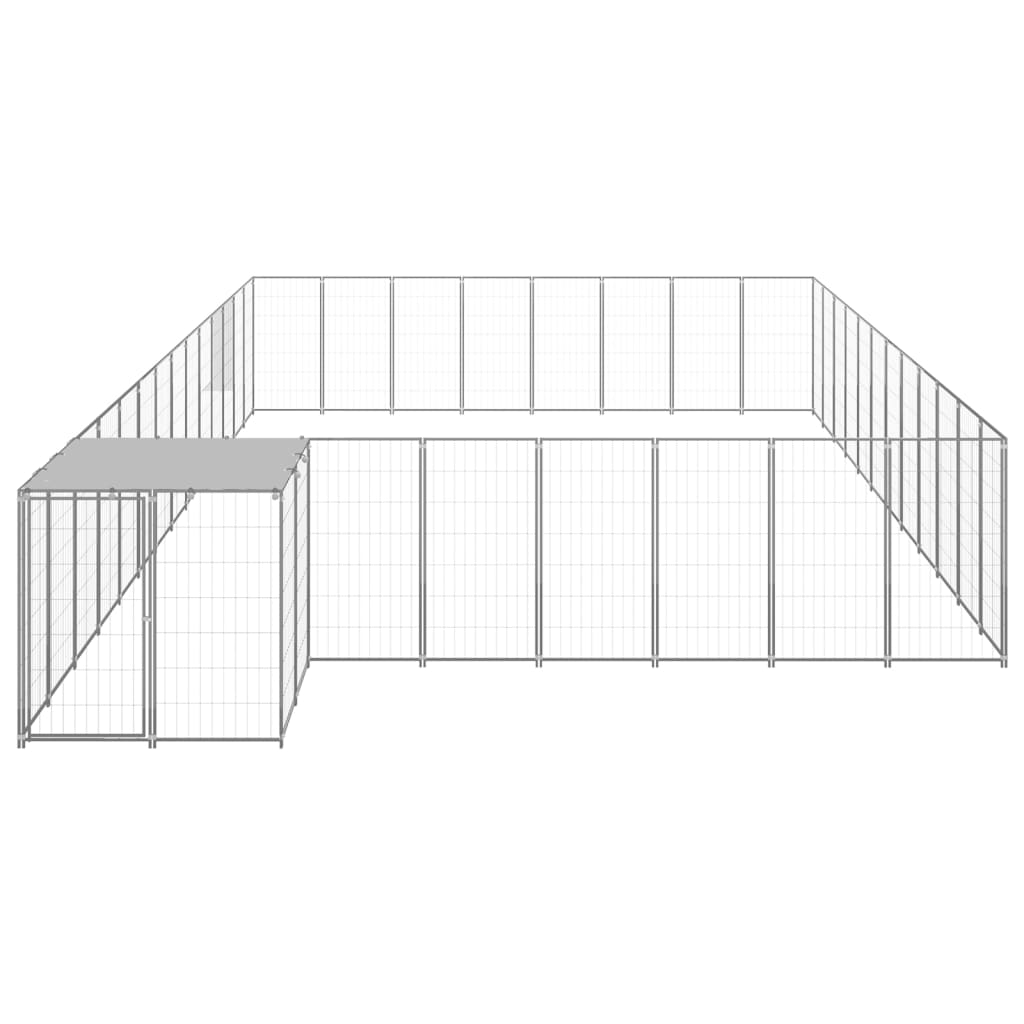 hundeløbegård 30,25 m² stål sølvfarvet