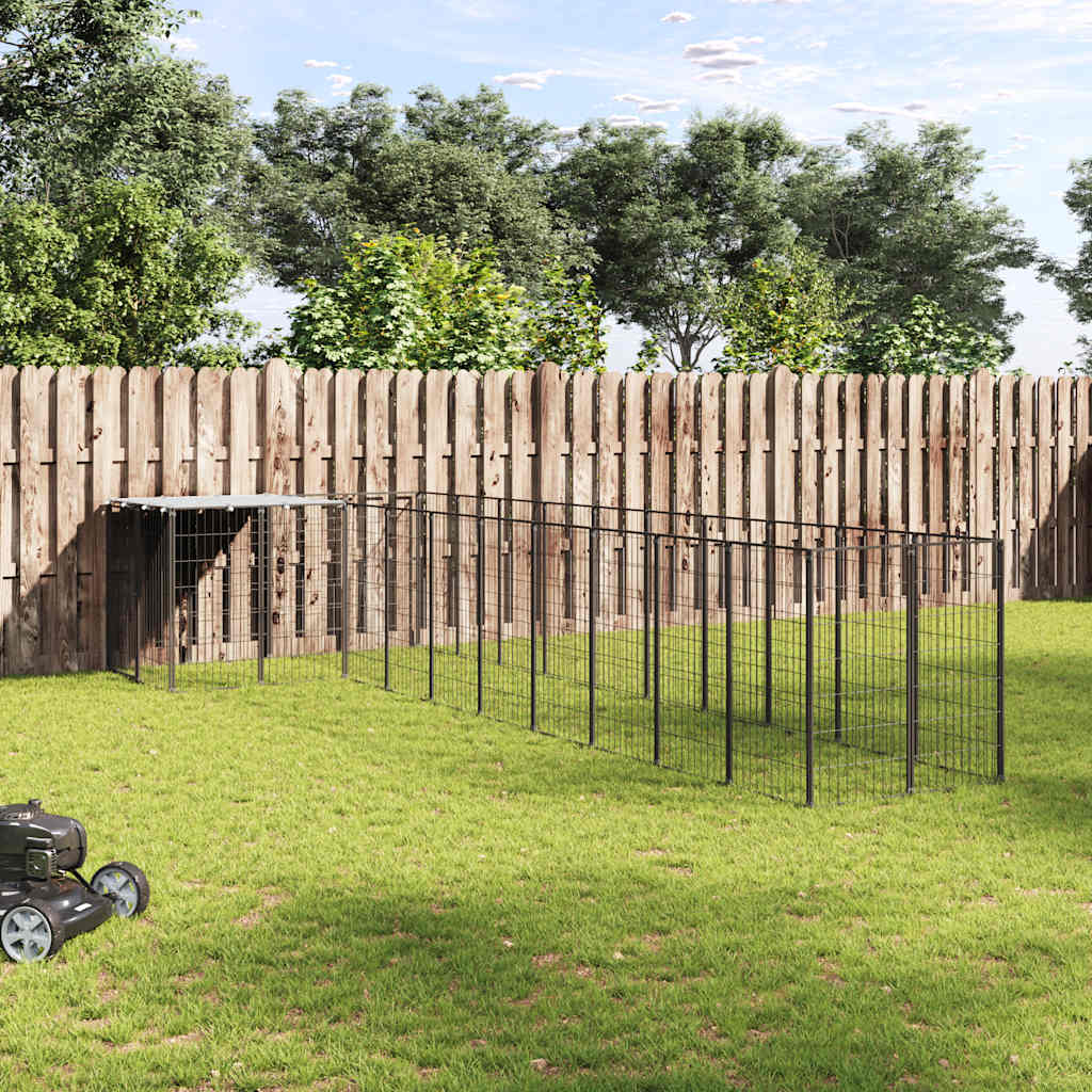 hundeløbegård 7,26 m² stål sort