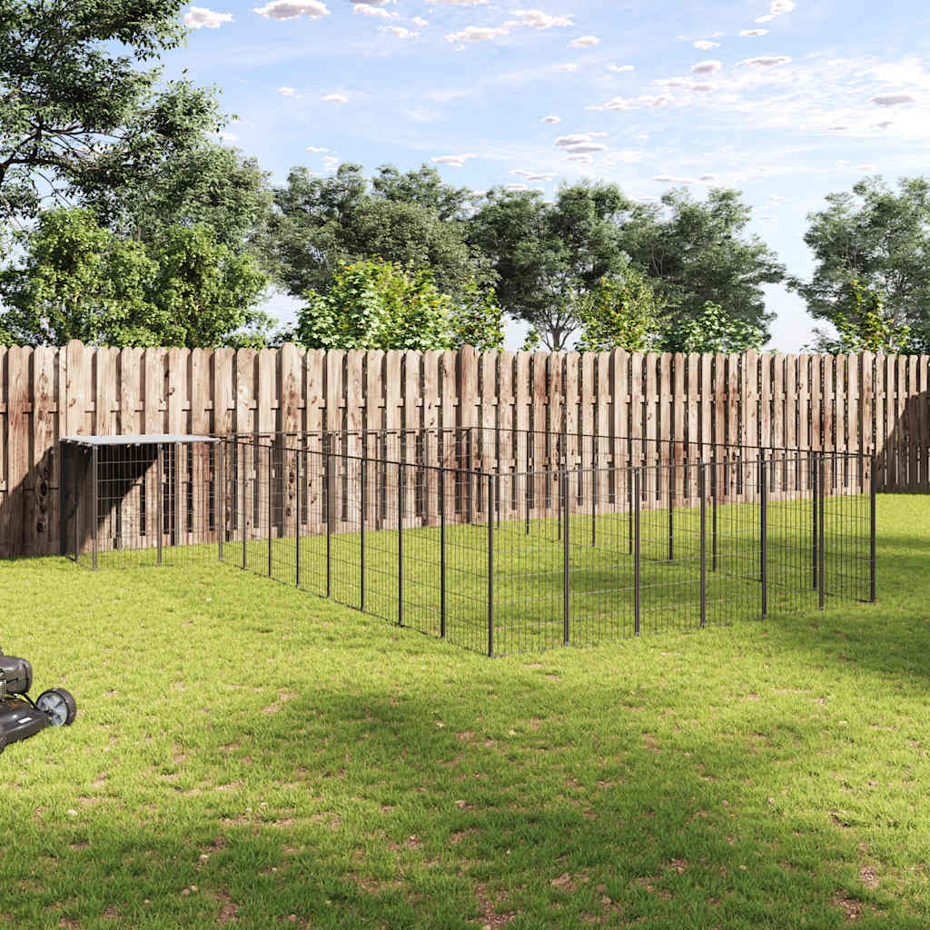 hundeløbegård 19,36 m² stål sort