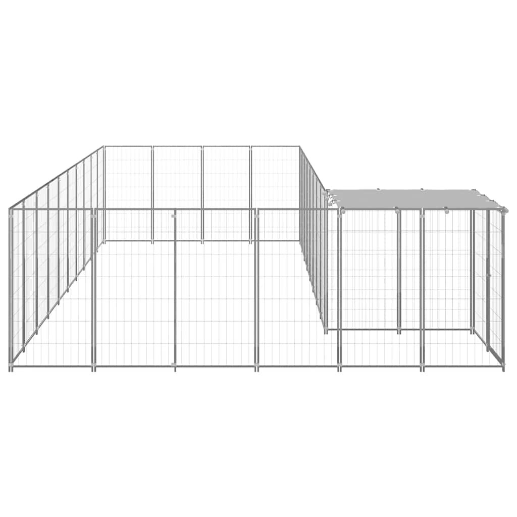 hundeløbegård 13,31 m² stål sølvfarvet