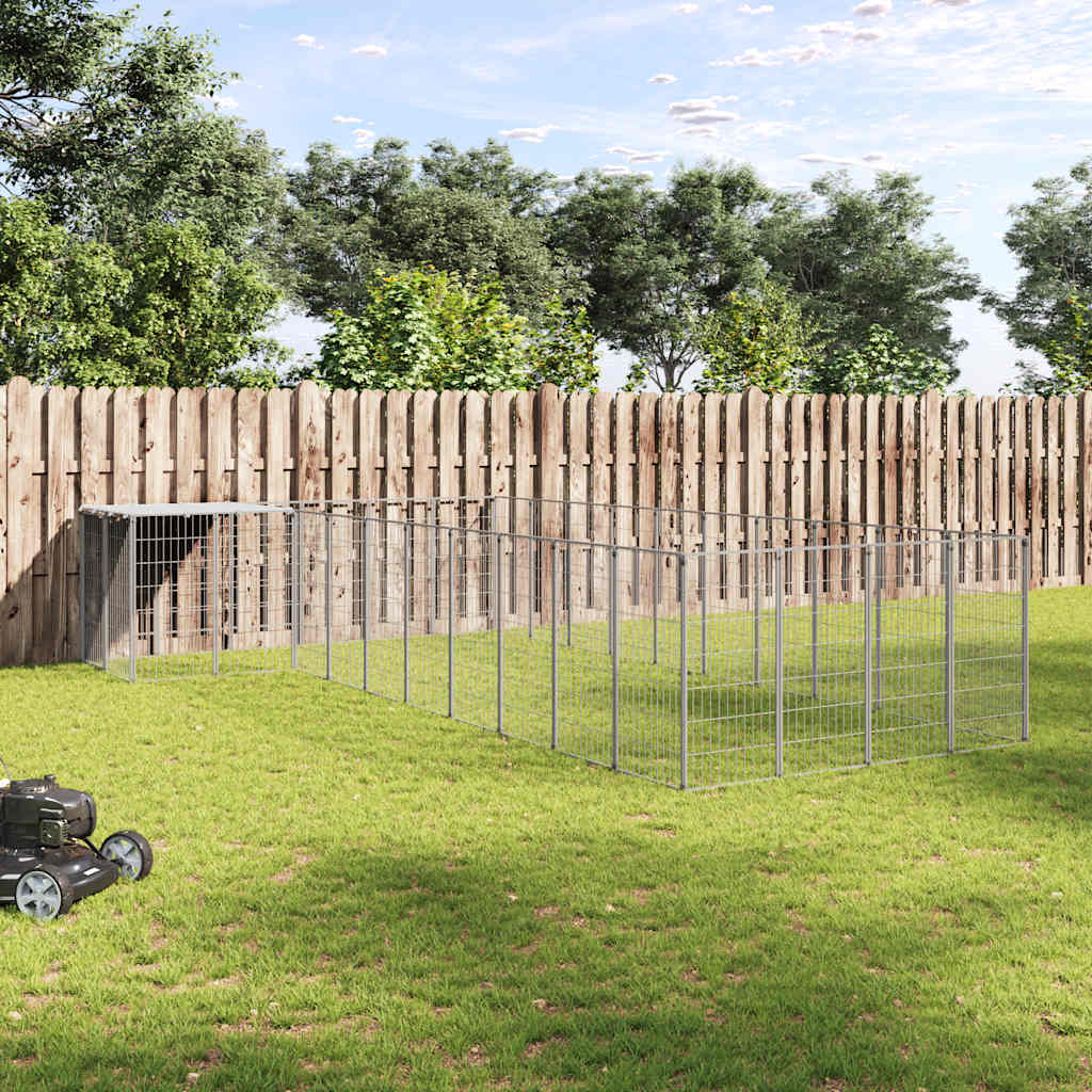 hundeløbegård 13,31 m² stål sølvfarvet