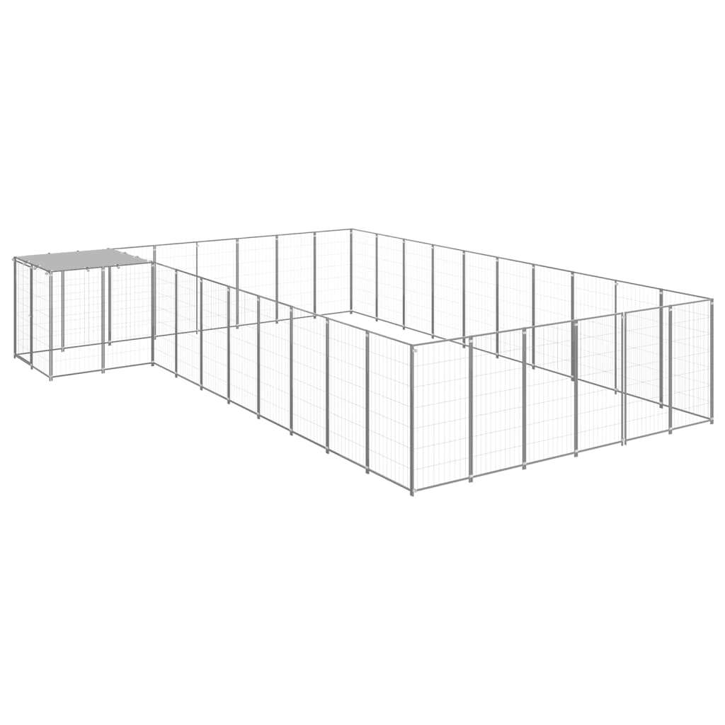 hundeløbegård 19,36 m² stål sølvfarvet