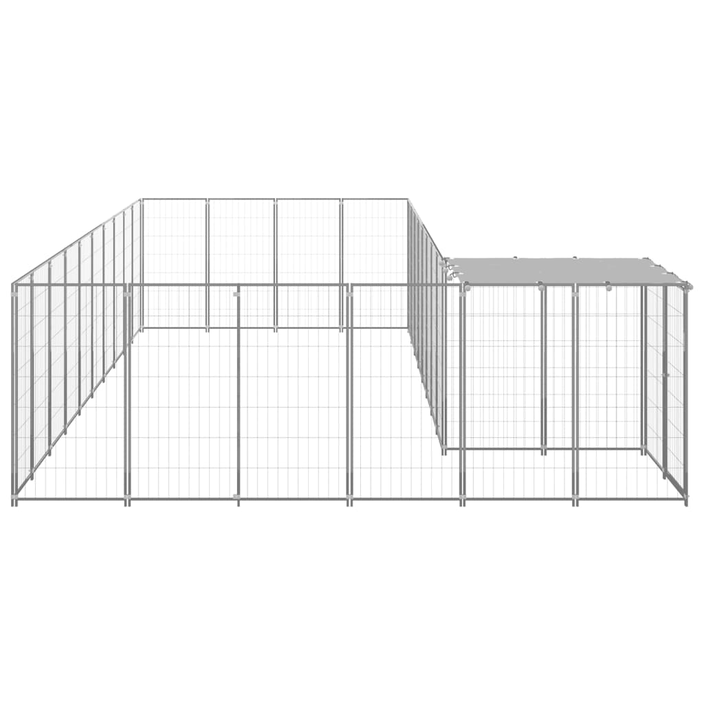 hundeløbegård 19,36 m² stål sølvfarvet