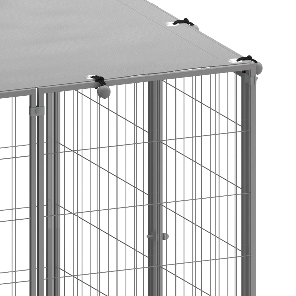 hundeløbegård 19,36 m² stål sølvfarvet