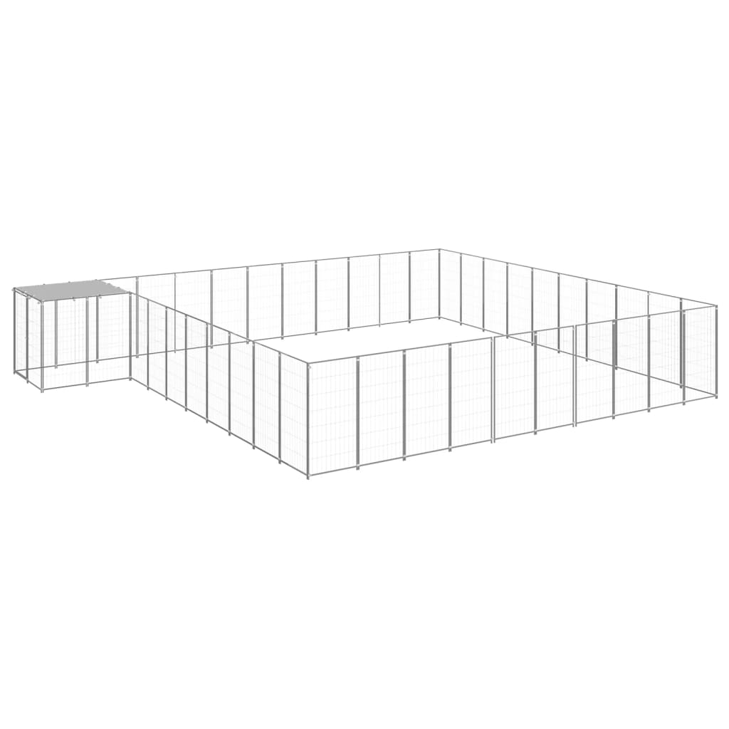 hundeløbegård 31,46 m² stål sølvfarvet