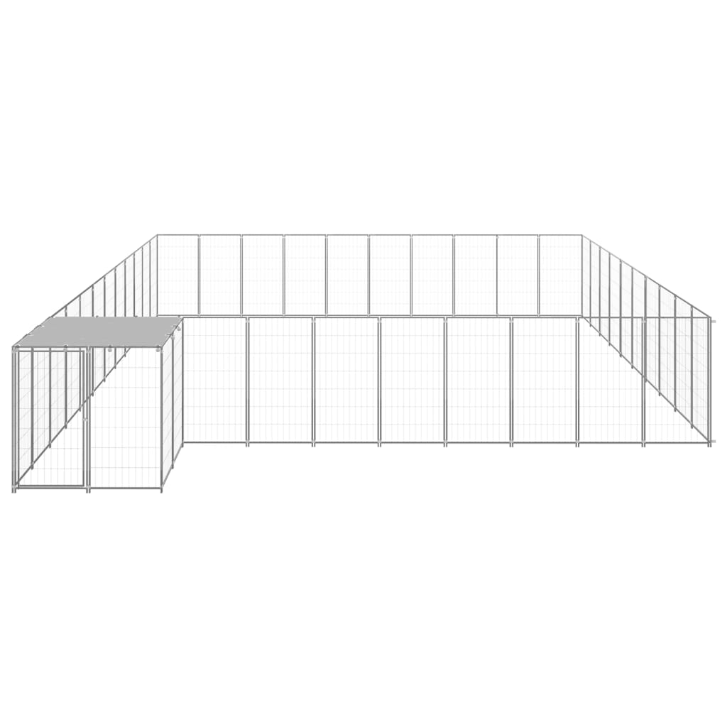 hundeløbegård 31,46 m² stål sølvfarvet